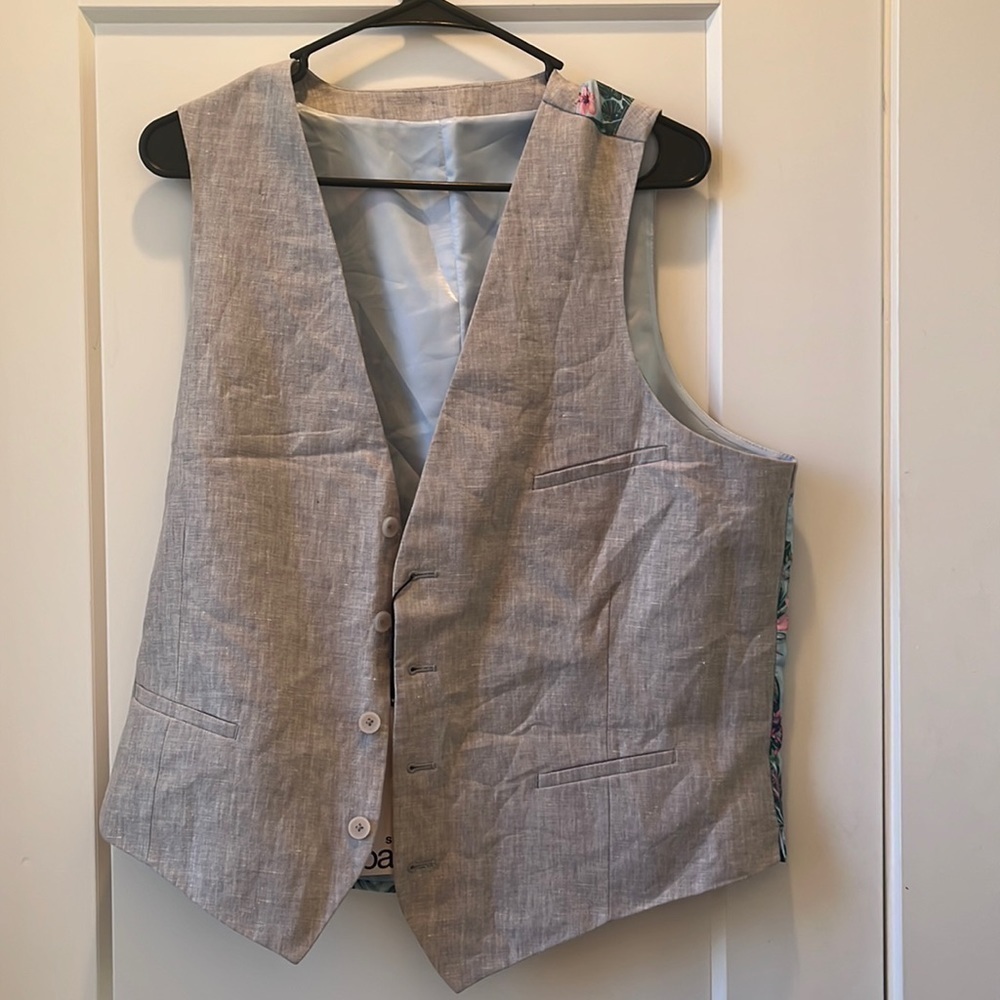 NWT‎ Bar III Men's Slim-Fit Linen Suit Vest